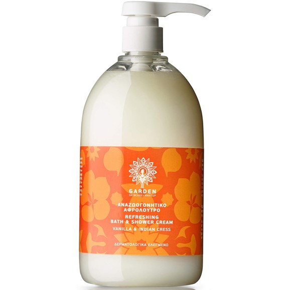 Garden Refreshing Bath & Shower Cream Vanilla & Indian Cress Αναζωογονητικό Αφρόλουτρο 1Lt