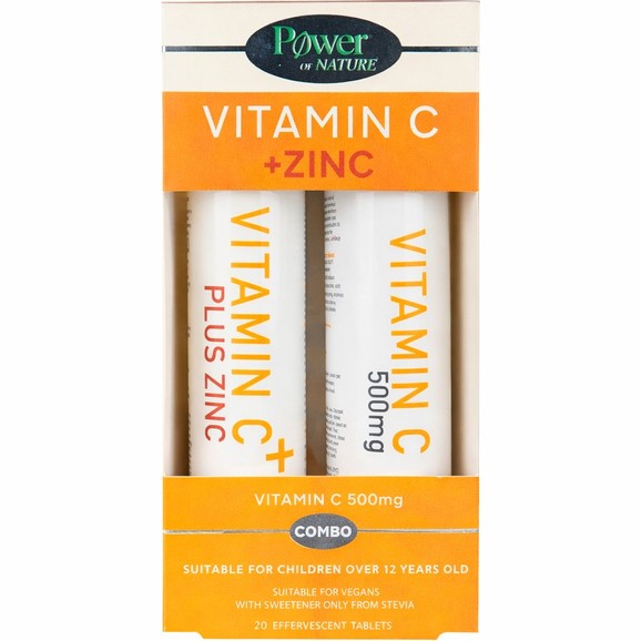 Power Health Promo Zinc + Vitamin C Stevia 20 Effer.Tabs & Δώρο Vitamin C 500mg 20 Effer.Tabs