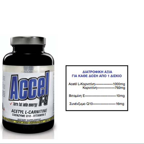 Anderson ACCEL 1-G  Acetyl Carnitine +Q10 100tabs