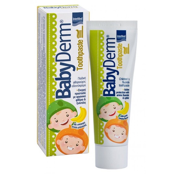 BabyDerm Toothpaste Παιδική Φθοριούχος Οδοντόκρεμα με Γεύση Μπανάνα  50ml