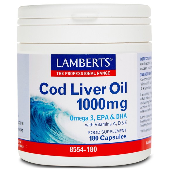 Lamberts Cod Liver Oil Συμπλήρωμα Διατροφής με Ωμέγα 3 Λιπαρά Οξέα 1000mg 180caps Lamberts Cod Liver Oil Συμπλήρωμα Διατροφής με Ωμέγα 3 Λιπαρά Οξέα 1000mg 180caps
