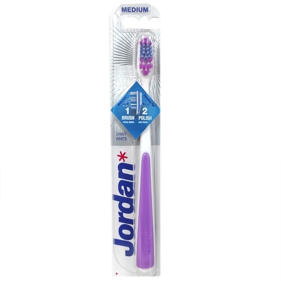 Jordan Shiny White Toothbrush Medium 1 Τεμάχιο - Μωβ