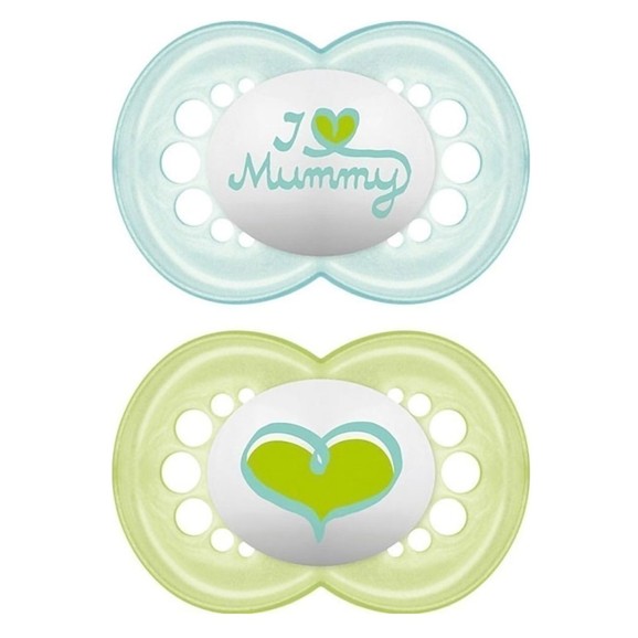 Mam I Love Mummy & Daddy Silicone Soother Κωδ 170S 6m+ 2 Τεμάχια - Γαλάζιο/ Πράσινο Mam I Love Mummy & Daddy Silicone Soother Κωδ 170S 6m+ 2 Τεμάχια - Γαλάζιο/ Πράσινο