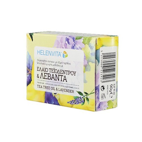 Δώρο Helenvita Tea Tree Oil Soap & Lavender Χειροποίητο Σαπούνι με Έλαιο Τεϊόδεντρου & Λεβάντα 90gr