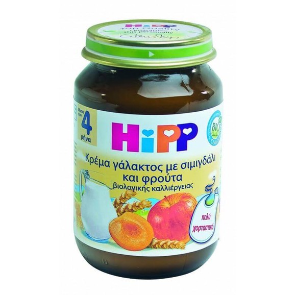 HiPP Βρεφική Κρέμα Γάλακτος Σιμιγδάλι Φρούτα 190gr