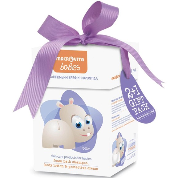 Macrovita Babies Πολυσυσκευασία Δώρου Βρεφικής Περιποίησης με Foam Bath Shampoo 300ml, Body Lotion 1