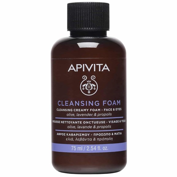 Apivita Cleansing Creamy Foam for Face & Eyes 75ml Travel Size