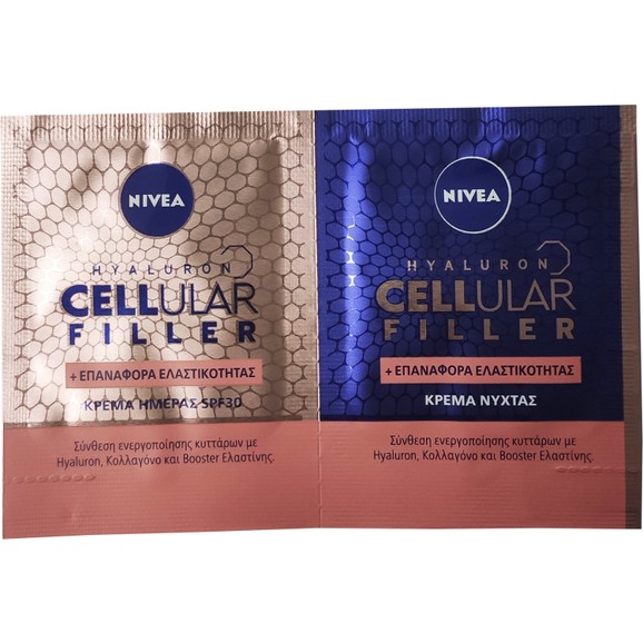 Δείγμα Nivea Cellular Filler Day Cream Spf30, 1.5ml & Cellular Filler Elastic & Reshape Night Cream 1.5ml
