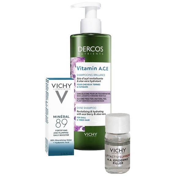 Σετ Δώρων Vichy Mineral 89 Booster 4ml & Dercos Nutrients Vitamin A.C.E Shampoo 100ml & Liftactiv Supreme H.A. Filler 3ml