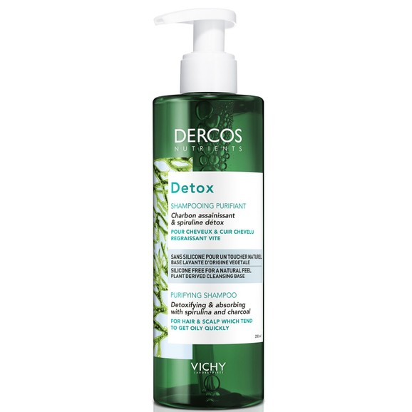 Vichy Dercos Nutrients Detox Shampooing Purifiant Εξισορροπητικό Σαμπουάν Αποτοξίνωσης για Λιπαρά Μαλλιά & Τριχωτό 250ml