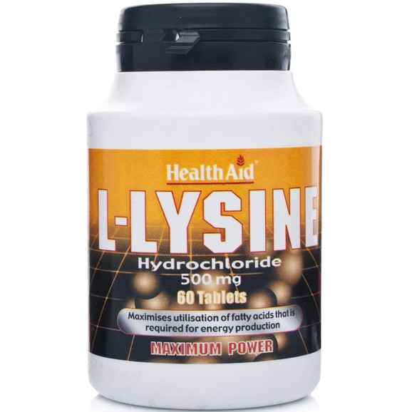 Health Aid L-Lysine 500mg Συμπλήρωμα Διατροφής Απαραίτητου Αμινοξέως για την Παραγωγή Δομικών Πρωτεϊνών του Σώματος 60tabs