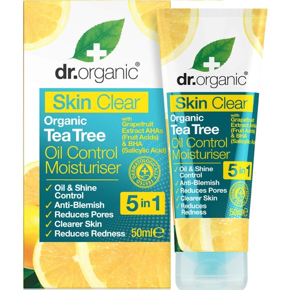 Dr Organic Skin Clear Organic Tea Tree Oil Control Moisturiser Ενυδατική Κρέμα Προσώπου για Έλεγχο της Λιπαρότητας 50ml