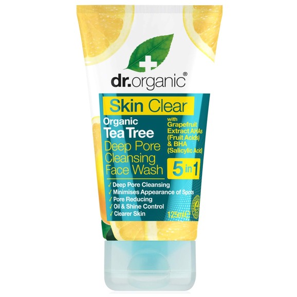 Dr Organic Skin Clear Organic Tea Tree Deep Pore Cleansing Face Wash 125ml