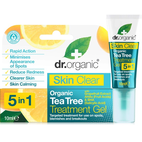Dr Organic Skin Clear Organic Tea Tree Treatment Gel, Μειώνει τις Κηλίδες & τα Μαύρα Στίγματα 10ml