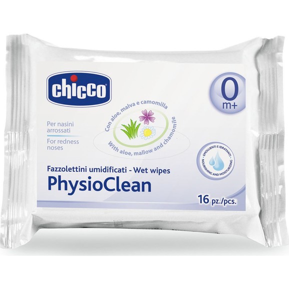 Chicco PhysioClean Wet Wipes for Redness Noses 16τμχ