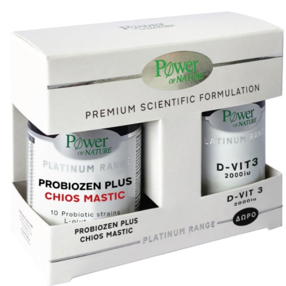 Power of Nature Πακέτο Προσφοράς Platinum Range Probiozen Plus Chios Mastic 15caps & Δώρο Vitamin D-Vit3 2000iu 20tabs