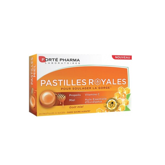 Forte Pharma Pastilles Royales Παστίλιες με Πρόπολη & Γέυση Μέλι για τον Πονόλαιμο, 24 τεμάχια