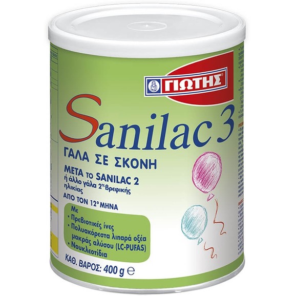 Sanilac 3 Γάλα για Παιδιά από τον 12ο Μήνα 400gr Sanilac 3 Γάλα για Παιδιά από τον 12ο Μήνα 400gr