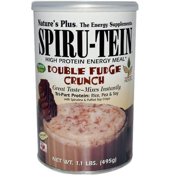 Natures Plus Spiru-Tein Συμπλήρωμα Διατροφής για Ενέργεια, σε Σκόνη με Γεύση Double Fudge Crunch 495gr