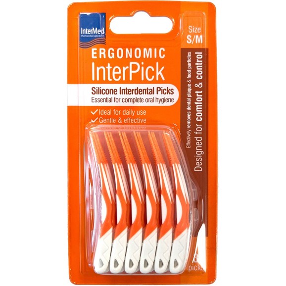 Intermed Ergonomic Inter Pick Silicone Interdental Picks 36 Τεμάχια S/M