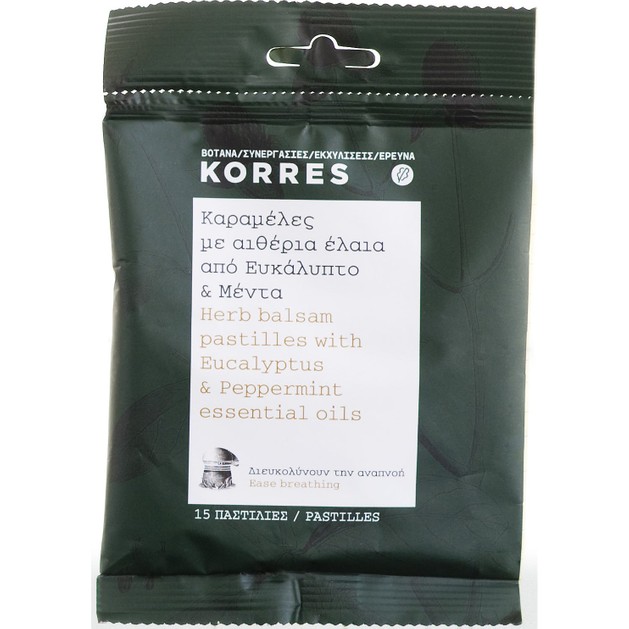 Korres Καραμέλες με Αιθέρια Έλαια Από Ευκάλυπτο & Μέντα 15 Παστίλιες Korres Καραμέλες με Αιθέρια Έλαια Από Ευκάλυπτο & Μέντα 15 Παστίλιες