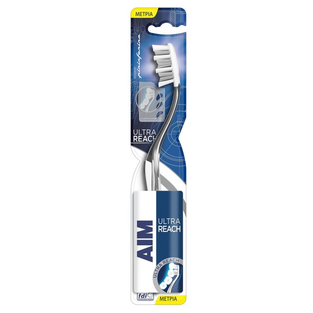 Aim Ultra Reach Medium Οδοντόβουρτσα Μέτρια η Πρώτη με Μεταλλικό Σκελετό & Κεφαλή που Φθάνει στα Δύσκολα Σημεία, Διάφορα Χρώματα Aim Ultra Reach Medium Οδοντόβουρτσα Μέτρια η Πρώτη με Μεταλλικό Σκελετό & Κεφαλή που Φθάνει στα Δύσκολα Σημεία, Διάφορα Χρώματα