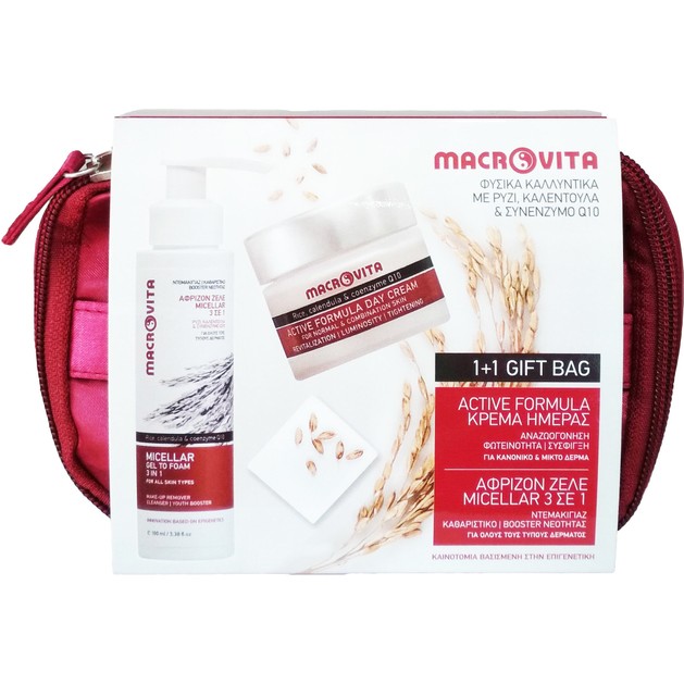 Macrovita Πακέτο Προσφοράς Micellar Gel to Foam 3 in 1, 100ml & Active Formula Day Cream Normal/Combination Skin 40ml 1+1 Δώρο Macrovita Πακέτο Προσφοράς Micellar Gel to Foam 3 in 1, 100ml & Active Formula Day Cream Normal/Combination Skin 40ml 1+1 Δώρο