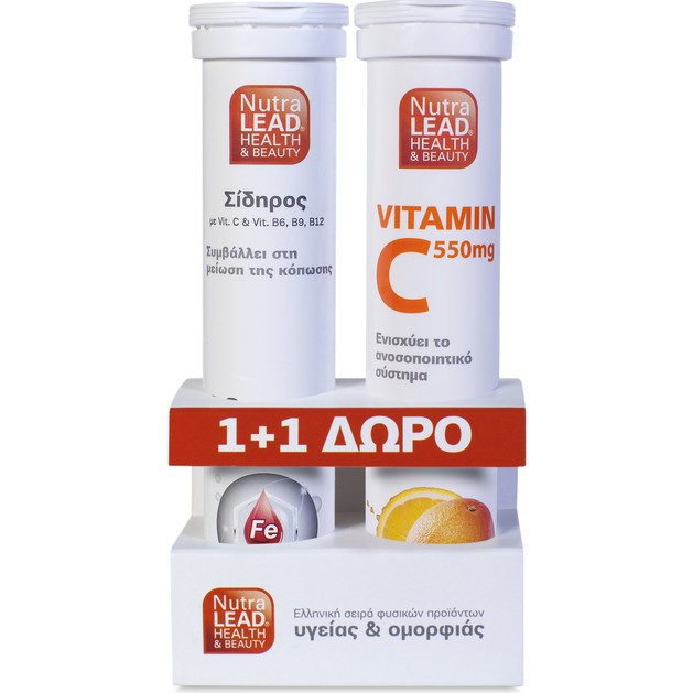 Nutralead Σίδηρος με Vit C, B6, B9, B12, 20 Αναβρ. Δισκία + Δώρο Βιταμίνη C 550mg 20 Αναβρ. Δισκία Nutralead Σίδηρος με Vit C, B6, B9, B12, 20 Αναβρ. Δισκία + Δώρο Βιταμίνη C 550mg 20 Αναβρ. Δισκία