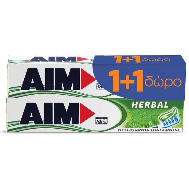 Aim Family Protection Herbal Toothpaste Οδοντόκρεμα 75ml 1+1 Δώρο Aim Family Protection Herbal Toothpaste Οδοντόκρεμα 75ml 1+1 Δώρο