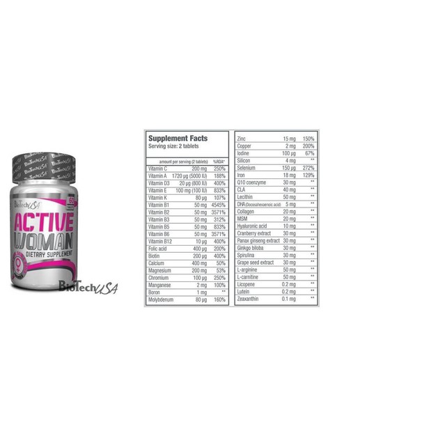 Biotech usa Active Woman Απαραίτητες Βιταμίνες Και Ιχνοστοιχεία 60tabs Biotech usa Active Woman Απαραίτητες Βιταμίνες Και Ιχνοστοιχεία 60tabs