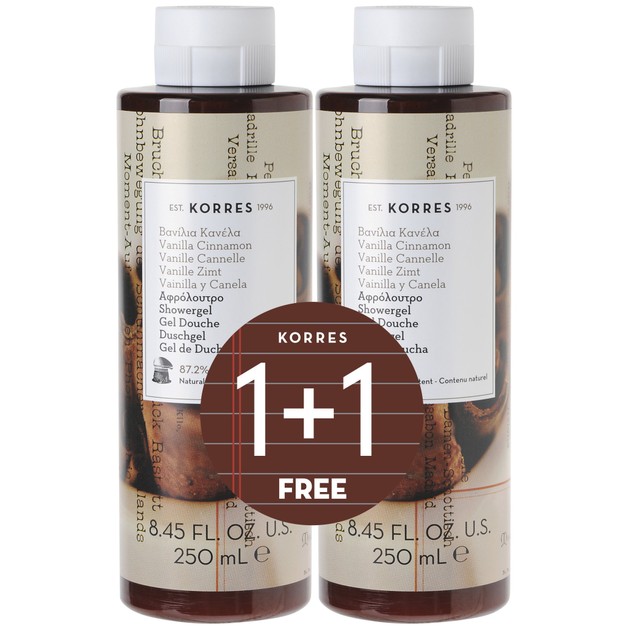 Korres Vanilla Cinnamon 1+1 Δώρο 2x250ml Korres Vanilla Cinnamon 1+1 Δώρο 2x250ml