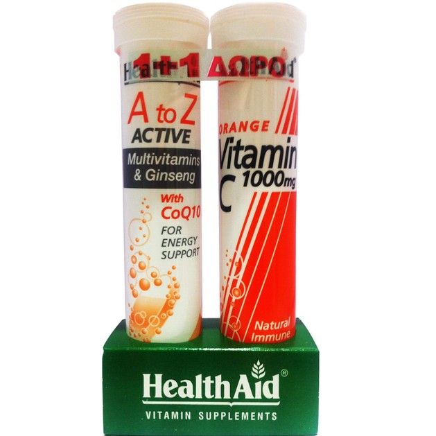 Πακέτo Προσφοράς Α to Ζ Active 20eff.tabs + Δώρο Vitamin C Orange 1000mg 20eff.tabs - Health Aid Πακέτo Προσφοράς Α to Ζ Active 20eff.tabs + Δώρο Vitamin C Orange 1000mg 20eff.tabs - Health Aid