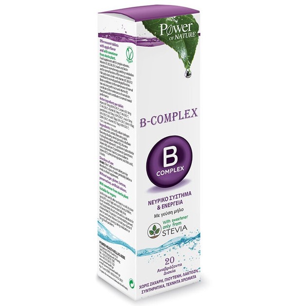 Power of Nature B-Complex Nervous System & Energy, Stevia with Apple Flavor 20 Effer.tabs Power of Nature B-Complex Nervous System & Energy, Stevia with Apple Flavor 20 Effer.tabs