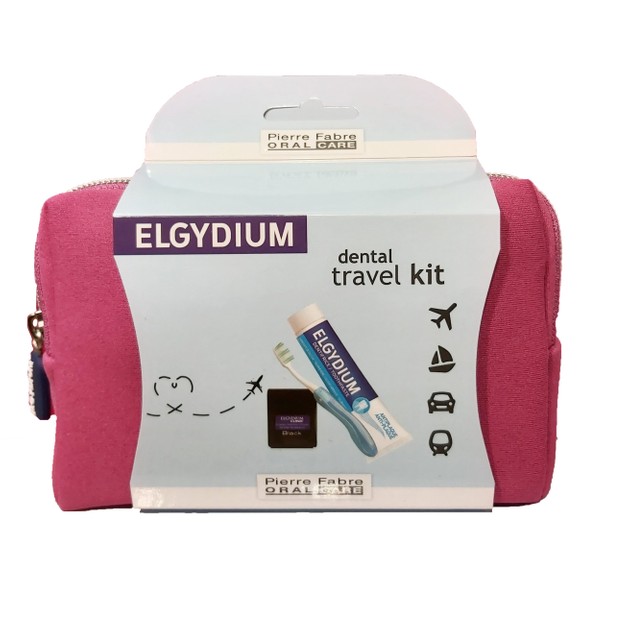 Elgydium Dental Travel Kit Σετ Ταξιδιού με Οδοντόβουρτσα, Οδοντόκρεμα, Οδοντικό Νήμα & Νεσεσέρ σε Ροζ Χρώμα Elgydium Dental Travel Kit Σετ Ταξιδιού με Οδοντόβουρτσα, Οδοντόκρεμα, Οδοντικό Νήμα & Νεσεσέρ σε Ροζ Χρώμα