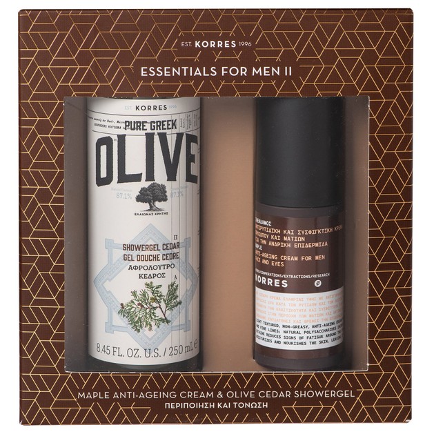Korres Πακέτο Προσφοράς Essentials for Men Anti Ageing Cream 50ml & Olive Cedar Showergel 250ml Korres Πακέτο Προσφοράς Essentials for Men Anti Ageing Cream 50ml & Olive Cedar Showergel 250ml