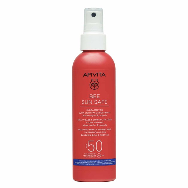 Apivita Bee Sun Safe Hydra Melting Ultra-Light Face & Body Spray With Marine Algae & Propolis Spf50, 200ml Apivita Bee Sun Safe Hydra Melting Ultra-Light Face & Body Spray With Marine Algae & Propolis Spf50, 200ml