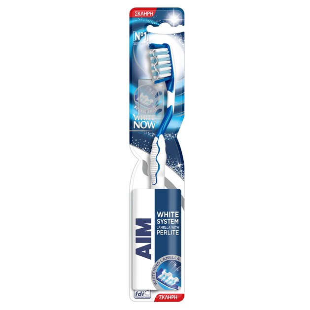 Aim White System Perlite Hard Οδοντόβουρτσα Σκληρή με Ελαστική Μεμβράνη από Περλίτη για Λευκότερα Δόντια, σε Διάφορα Χρώματα Aim White System Perlite Hard Οδοντόβουρτσα Σκληρή με Ελαστική Μεμβράνη από Περλίτη για Λευκότερα Δόντια, σε Διάφορα Χρώματα