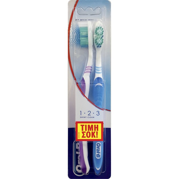 Oral-B 123 Shiny Clean Medium 2 τεμάχια Oral-B 123 Shiny Clean Medium 2 τεμάχια