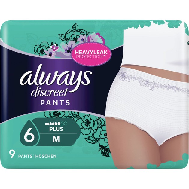 Always Discreet Pants Plus Medium Υπεραπορροφητικό Εσώρουχο Ακράτειας, Απορροφά Ακόμα & τις Βαρύτερες Διαρροές 9 Τεμάχια Always Discreet Pants Plus Medium Υπεραπορροφητικό Εσώρουχο Ακράτειας, Απορροφά Ακόμα & τις Βαρύτερες Διαρροές 9 Τεμάχια