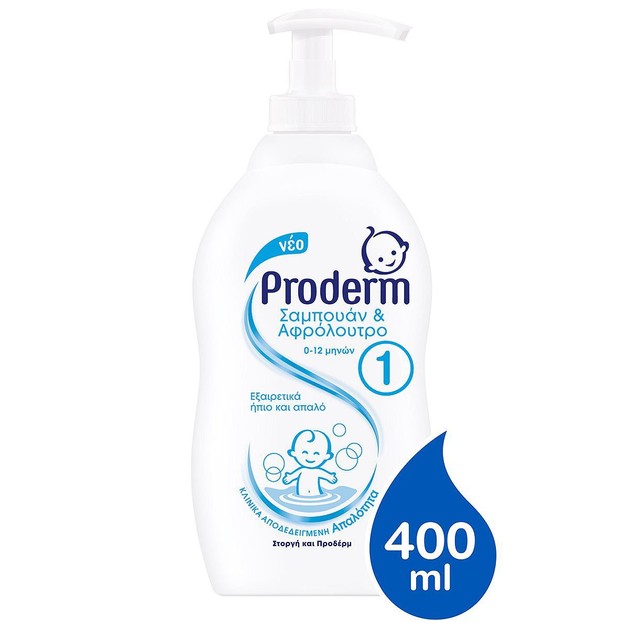 Proderm Σαμπουάν & Αφρόλουτρο 0-12 Μηνών 400ml Proderm Σαμπουάν & Αφρόλουτρο 0-12 Μηνών 400ml