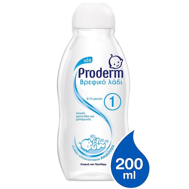 Proderm Απαλό Βρεφικό Λάδι 0-12 Μηνών 200ml Proderm Απαλό Βρεφικό Λάδι 0-12 Μηνών 200ml