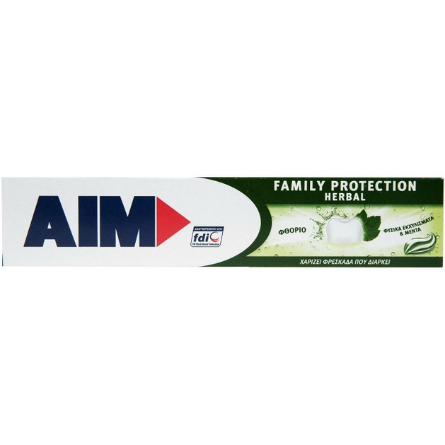 Aim Family Protection Herbal Οδοντόκρεμα με Φυσικά Εκχυλίσματα για Καταπολέμηση της Κακοσμίας & για Φρεσκάδα που Διαρκεί 75ml Aim Family Protection Herbal Οδοντόκρεμα με Φυσικά Εκχυλίσματα για Καταπολέμηση της Κακοσμίας & για Φρεσκάδα που Διαρκεί 75ml