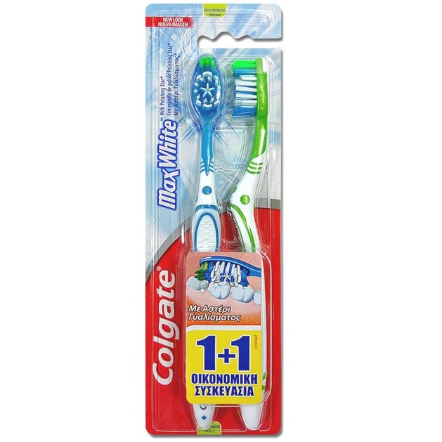 Colgate Max White Medium Οδοντόβουρτσα Μέτρια με Αστέρι Γυαλίσματος για την Απομάκρυνση των Χρωματικών Λεκέδων 1+1 Δώρο Colgate Max White Medium Οδοντόβουρτσα Μέτρια με Αστέρι Γυαλίσματος για την Απομάκρυνση των Χρωματικών Λεκέδων 1+1 Δώρο