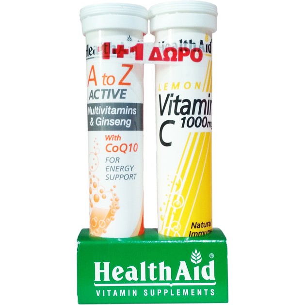 Health Aid Πακέτο Προσφοράς Α to Ζ Active 20eff.tabs & Δώρο Vitamin C Lemon 1000mg 20eff.tabs Health Aid Πακέτο Προσφοράς Α to Ζ Active 20eff.tabs & Δώρο Vitamin C Lemon 1000mg 20eff.tabs