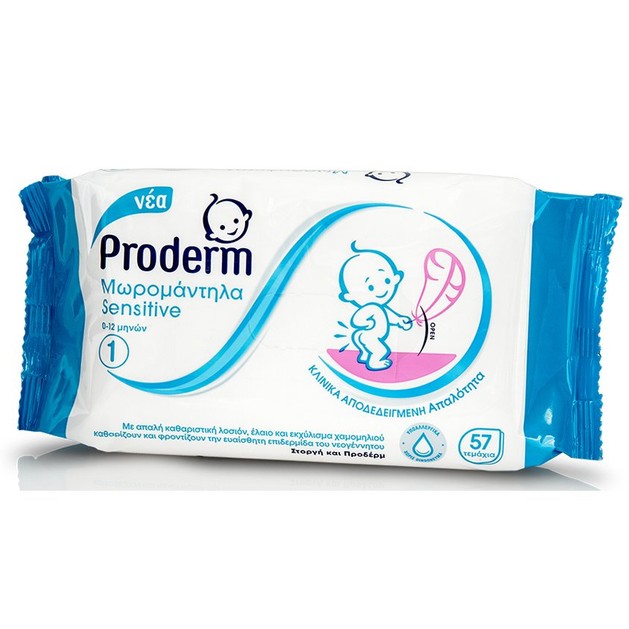 Proderm Sensitive Μωρομάντηλα για την Ευαίσθητη Επιδερμίδα του Νεογέννητου 0-12 Μηνών 57 Τεμάχια Proderm Sensitive Μωρομάντηλα για την Ευαίσθητη Επιδερμίδα του Νεογέννητου 0-12 Μηνών 57 Τεμάχια