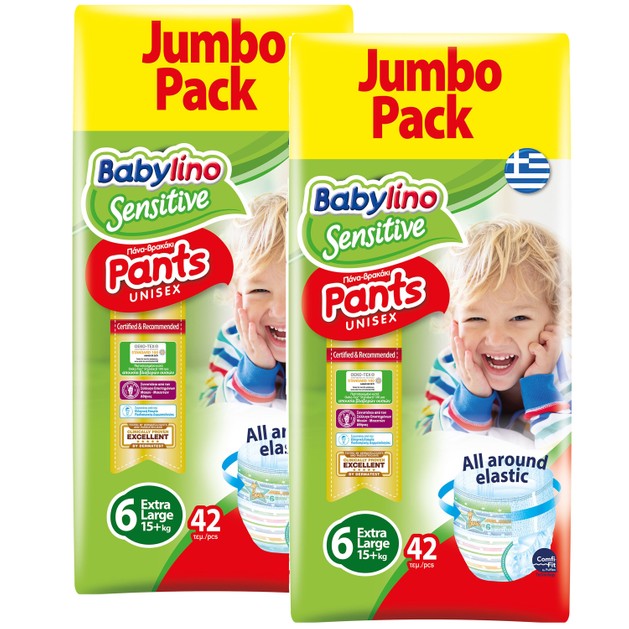 Babylino Πακέτο Προσφοράς Sensitive Pants Unisex No6 Extra Large Jumbo Pack (15+kg) 2x42 πάνες 1+1 Δώρο Babylino Πακέτο Προσφοράς Sensitive Pants Unisex No6 Extra Large Jumbo Pack (15+kg) 2x42 πάνες 1+1 Δώρο