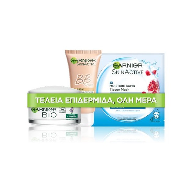 Garnier Πακέτο Προσφοράς Bio Graceful Lavandin Anti-Wrinkle Day Cream 50ml,BB Miracle Skin Medium 50ml,Moisture Bomb Tissue 32gr Garnier Πακέτο Προσφοράς Bio Graceful Lavandin Anti-Wrinkle Day Cream 50ml,BB Miracle Skin Medium 50ml,Moisture Bomb Tissue 32gr