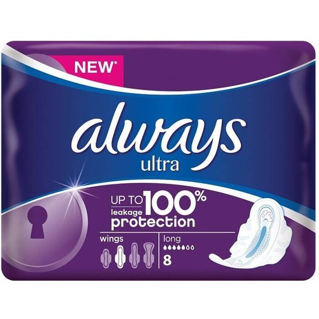 Always Ultra Long Plus Σερβιέτες Με Φτερά 8 Τεμάχια Always Ultra Long Plus Σερβιέτες Με Φτερά 8 Τεμάχια