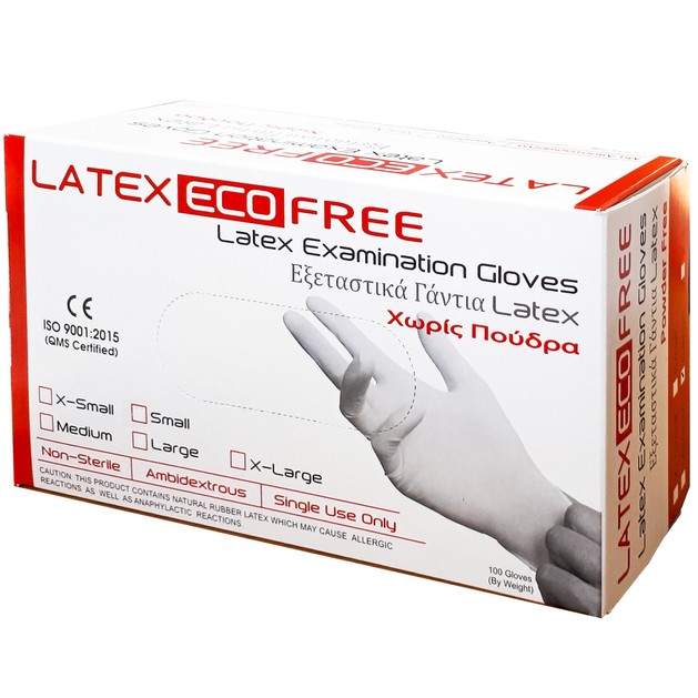 Latex Eco Free Examination Gloves Powder Free σε Λευκό Χρώμα 100 Τεμάχια Latex Eco Free Examination Gloves Powder Free σε Λευκό Χρώμα 100 Τεμάχια