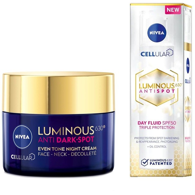 Nivea Πακέτο Προσφοράς Cellular Luminous 630 Antispot Night Repair Cream 50ml & Antispot Day Fluid Triple Protection Spf50, 40ml Nivea Πακέτο Προσφοράς Cellular Luminous 630 Antispot Night Repair Cream 50ml & Antispot Day Fluid Triple Protection Spf50, 40ml